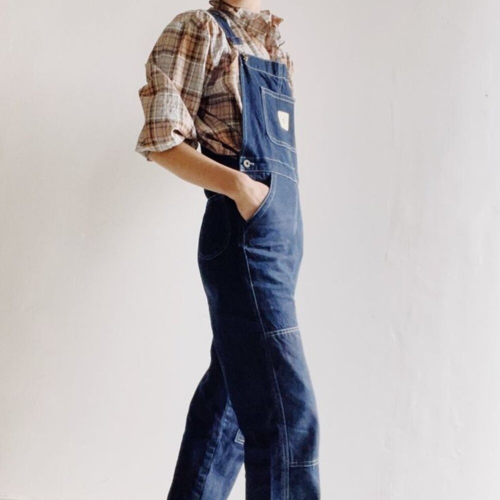 EUC Hey Gang Knee Patch Overalls in Denim, Sz M